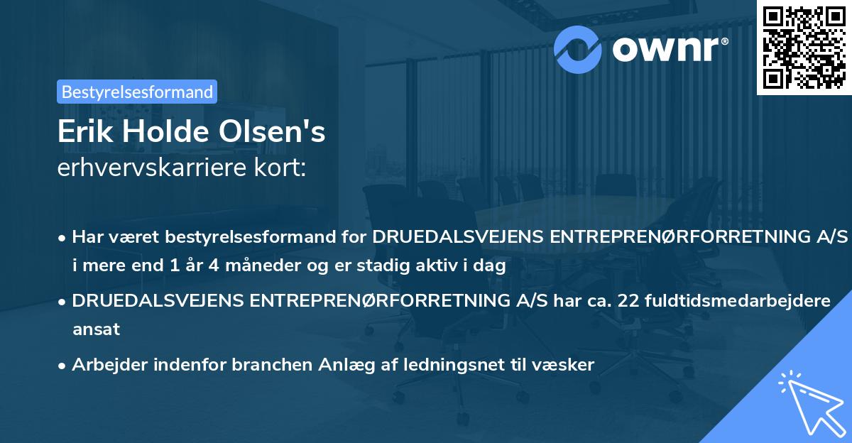 Erik Holde Olsen's erhvervskarriere kort