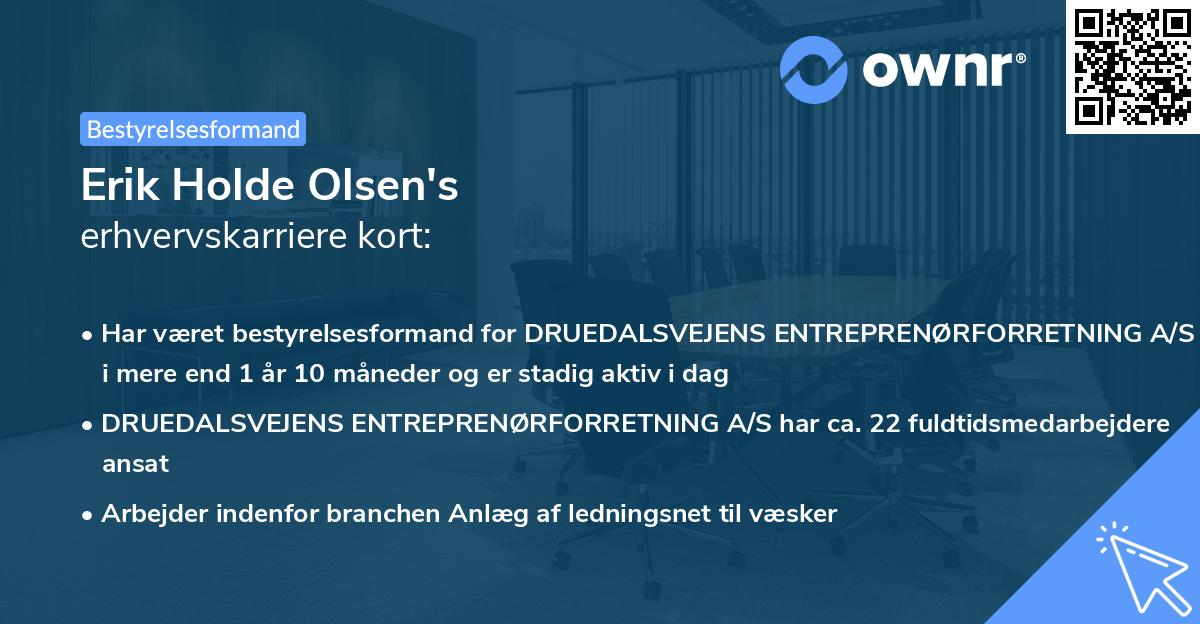 Erik Holde Olsen's erhvervskarriere kort