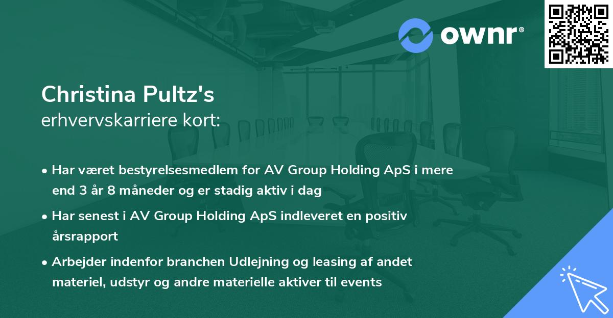 Christina Pultz's erhvervskarriere kort