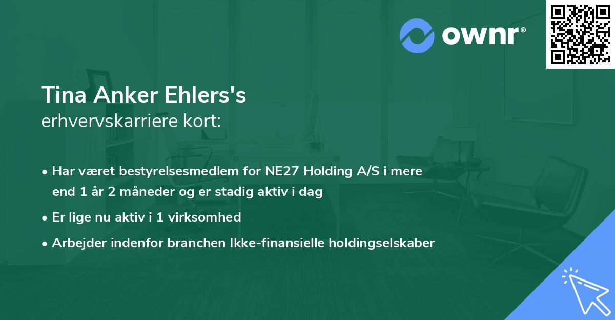 Tina Anker Ehlers's erhvervskarriere kort