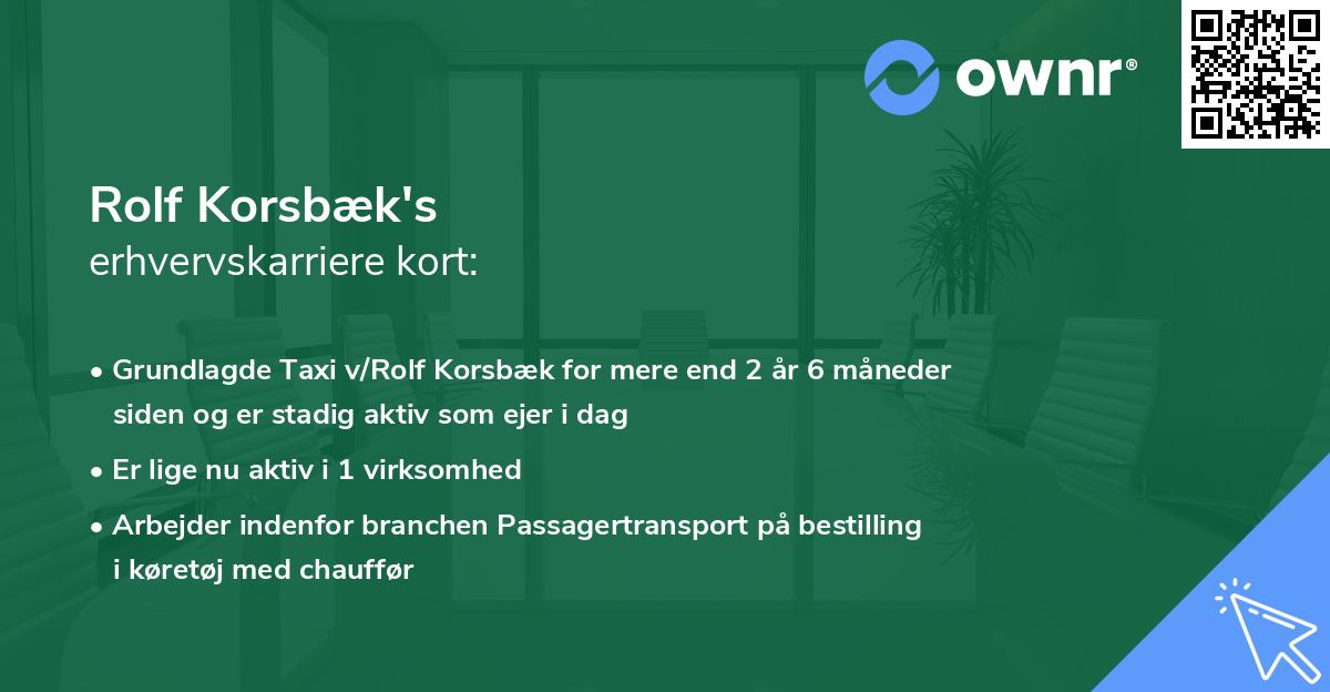 Rolf Korsbæk's erhvervskarriere kort