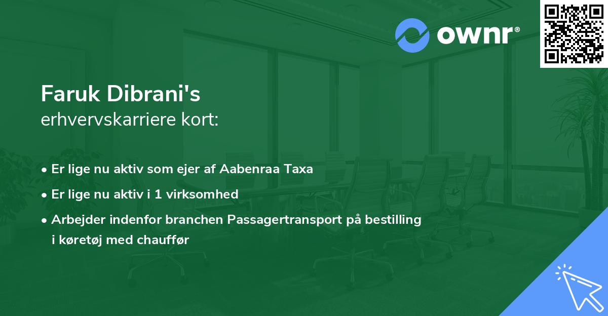 Faruk Dibrani's erhvervskarriere kort