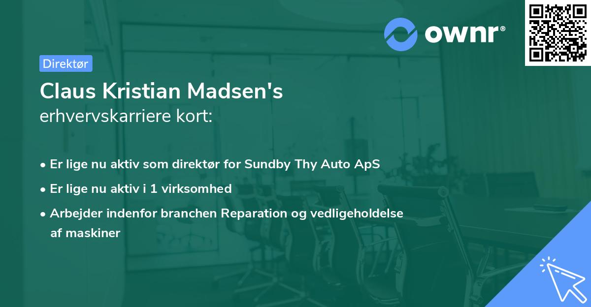 Claus Kristian Madsen's erhvervskarriere kort