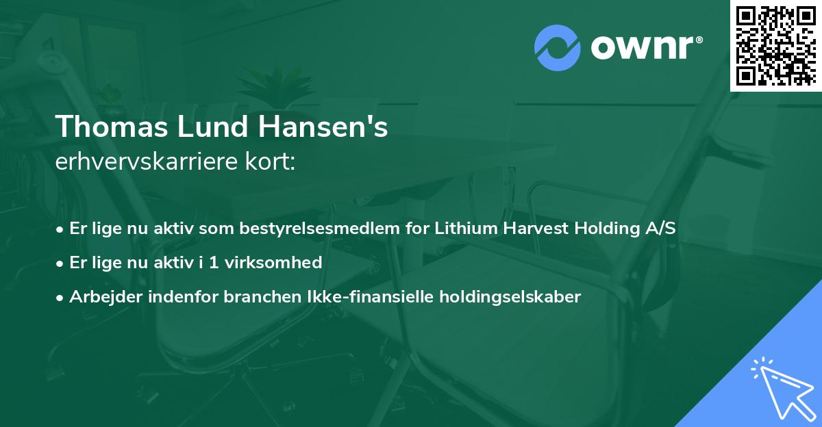 Thomas Lund Hansen's erhvervskarriere kort