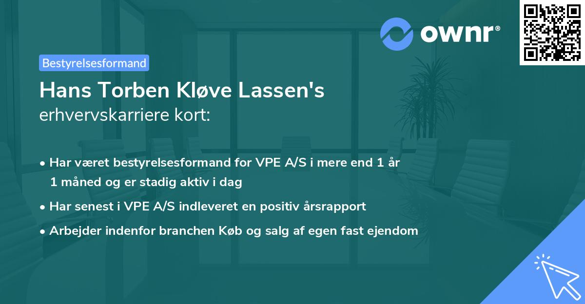 Hans Torben Kløve Lassen's erhvervskarriere kort