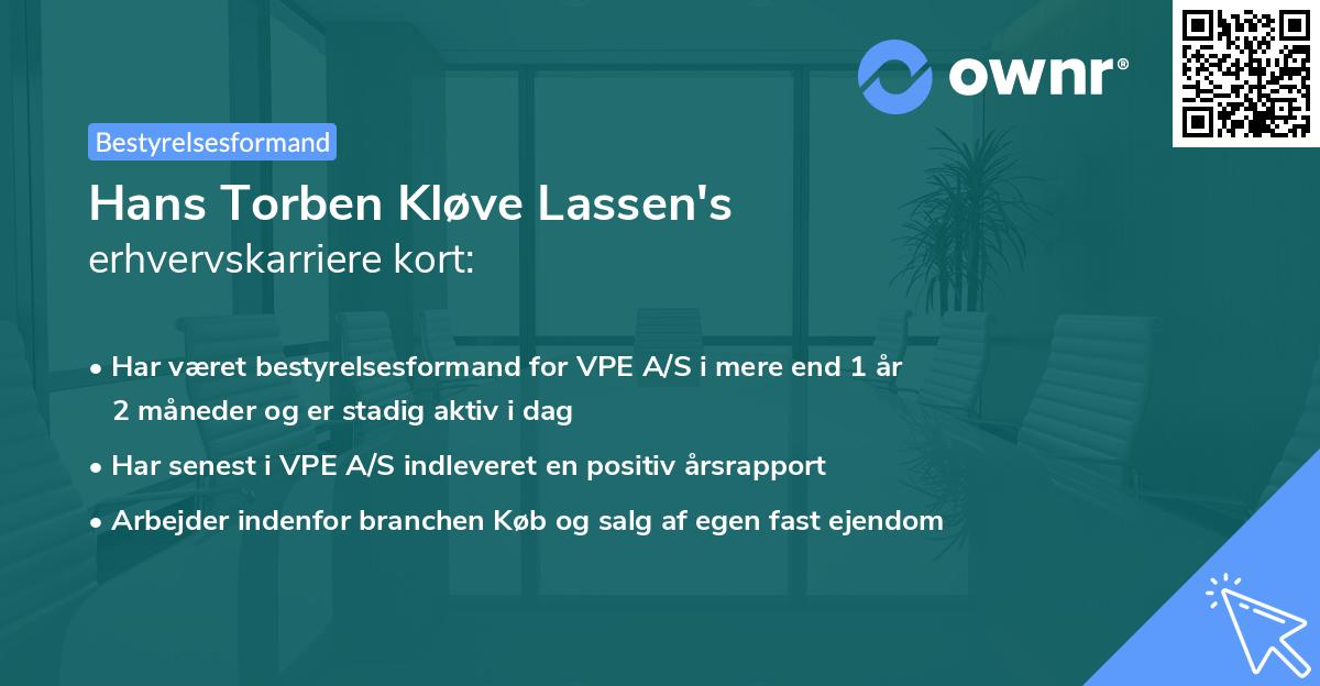 Hans Torben Kløve Lassen's erhvervskarriere kort