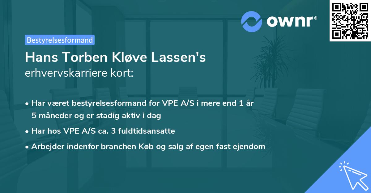 Hans Torben Kløve Lassen's erhvervskarriere kort
