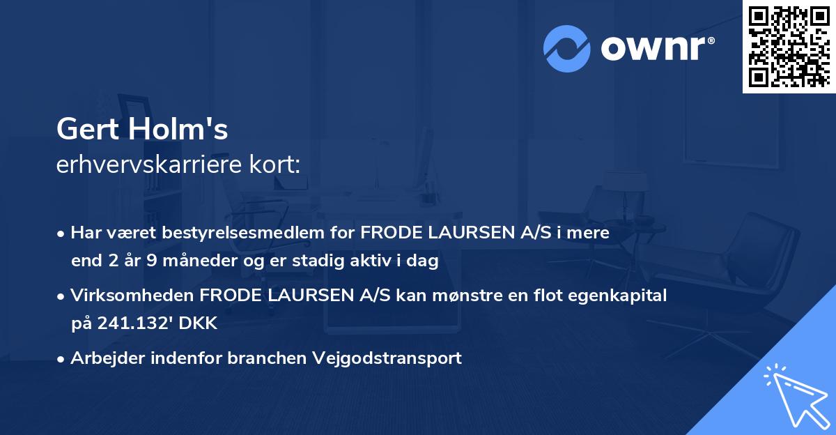 Gert Holm's erhvervskarriere kort