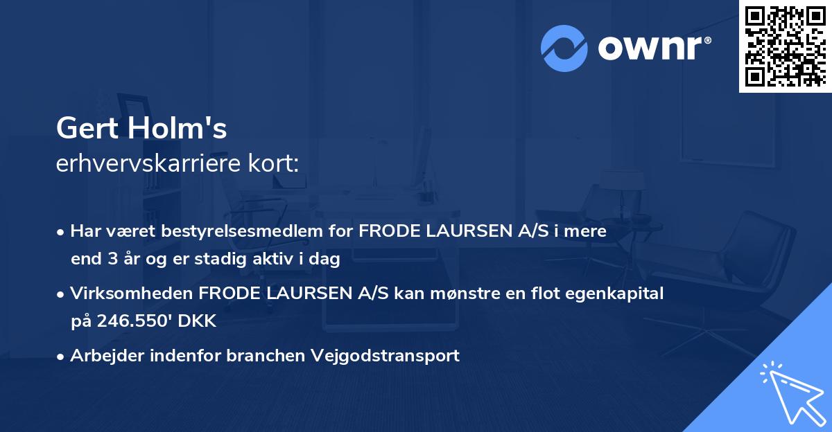 Gert Holm's erhvervskarriere kort