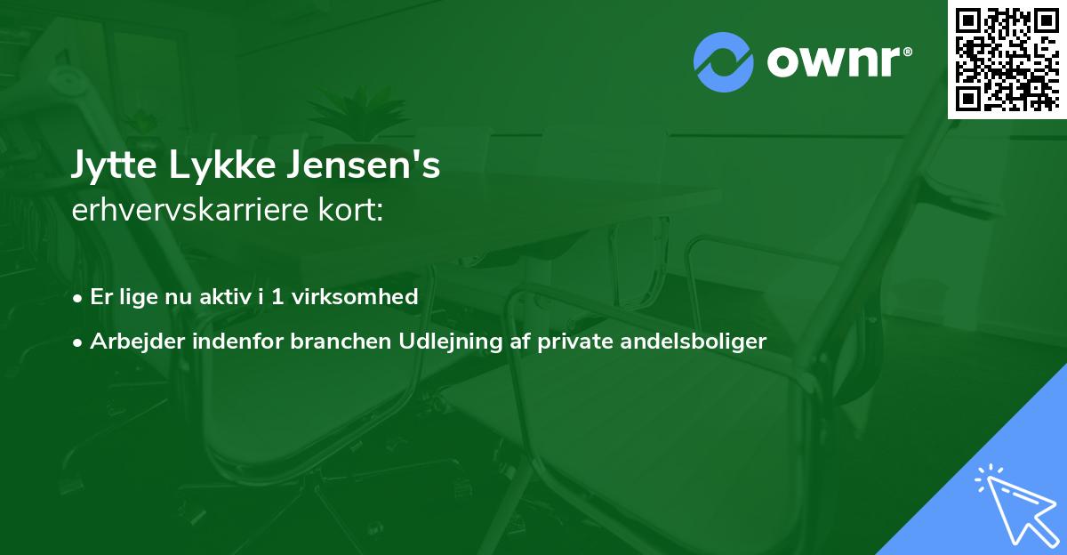 Jytte Lykke Jensen's erhvervskarriere kort