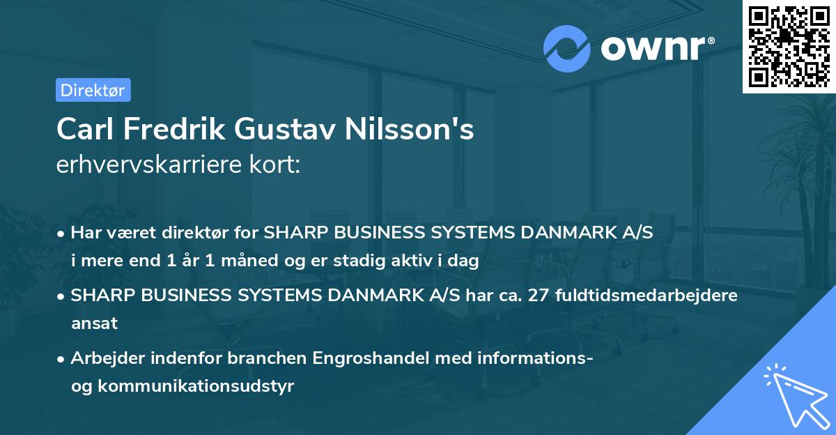 Carl Fredrik Gustav Nilsson's erhvervskarriere kort