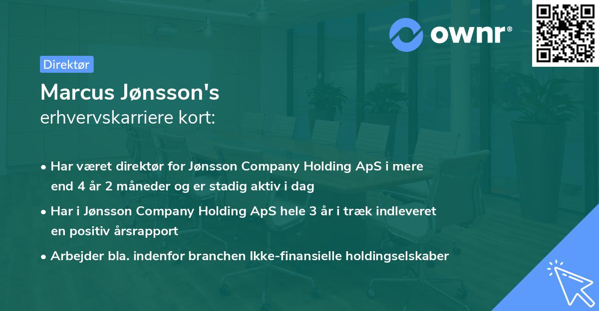 Marcus Jønsson's erhvervskarriere kort
