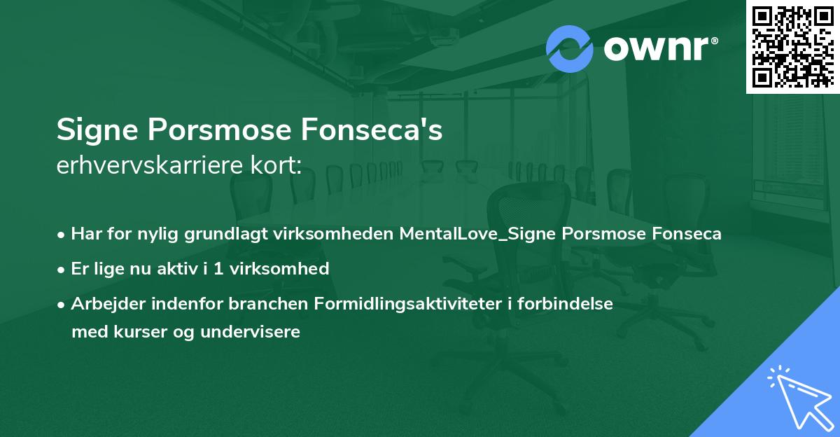 Signe Porsmose Fonseca's erhvervskarriere kort