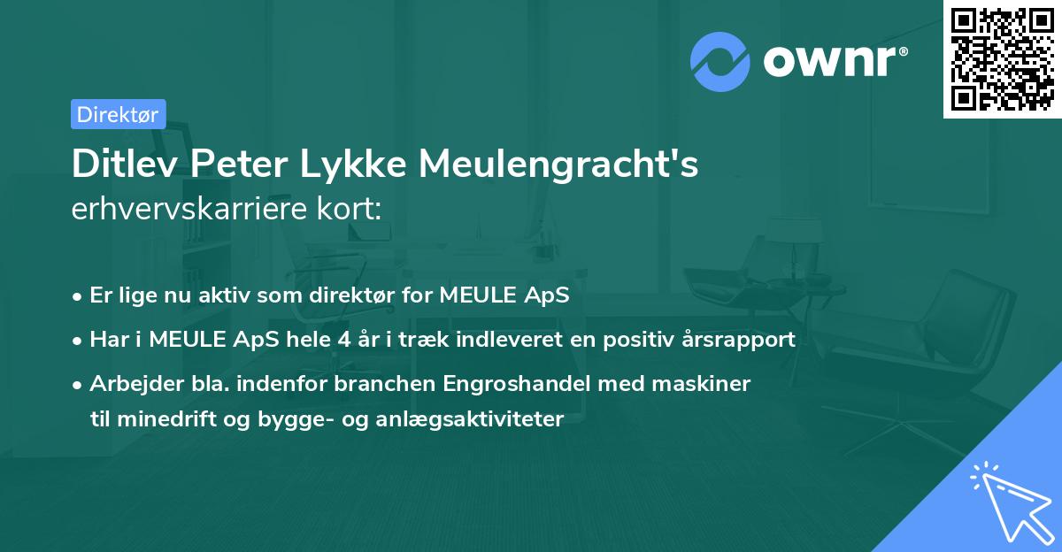 Ditlev Peter Lykke Meulengracht's erhvervskarriere kort
