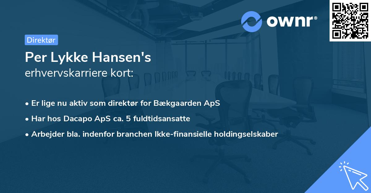 Per Lykke Hansen's erhvervskarriere kort