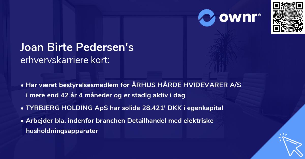 Joan Birte Pedersen's erhvervskarriere kort