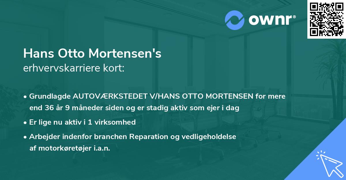Hans Otto Mortensen's erhvervskarriere kort