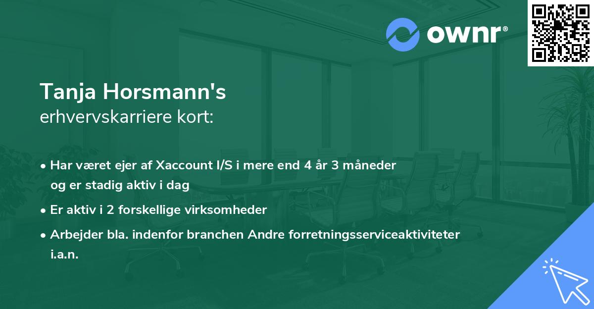 Tanja Horsmann's erhvervskarriere kort