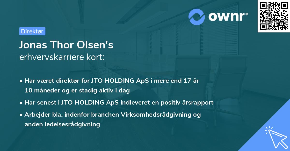 Jonas Thor Olsen's erhvervskarriere kort