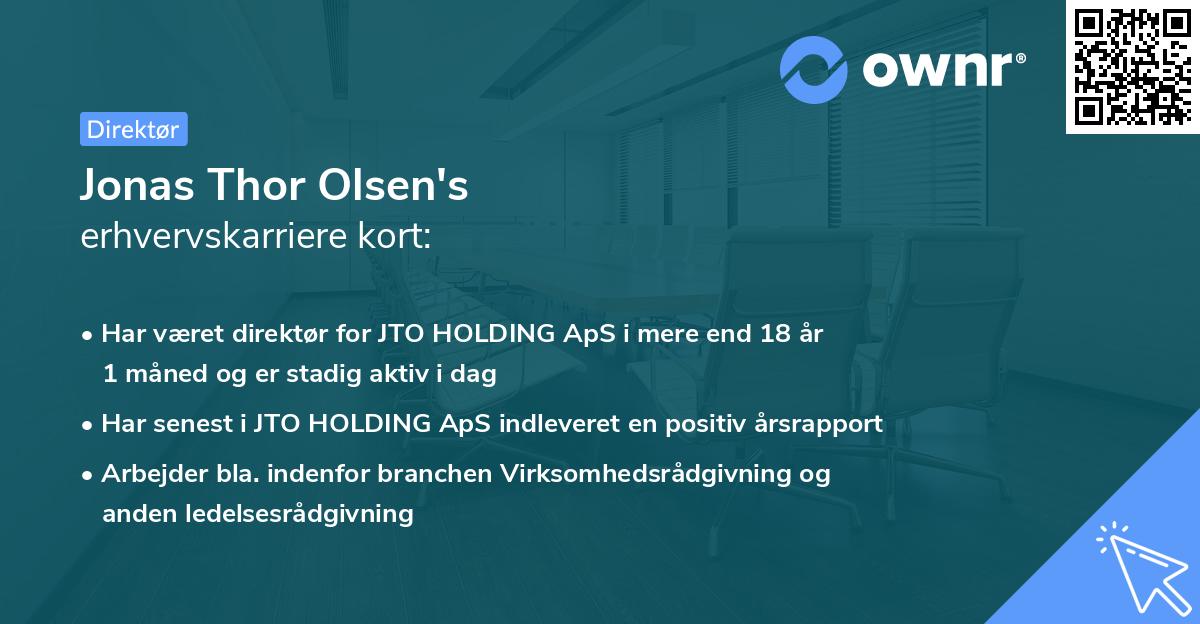 Jonas Thor Olsen's erhvervskarriere kort