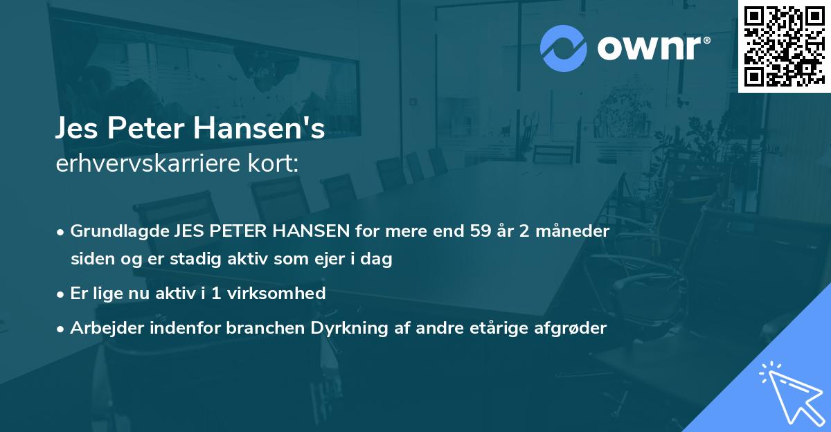 Jes Peter Hansen's erhvervskarriere kort