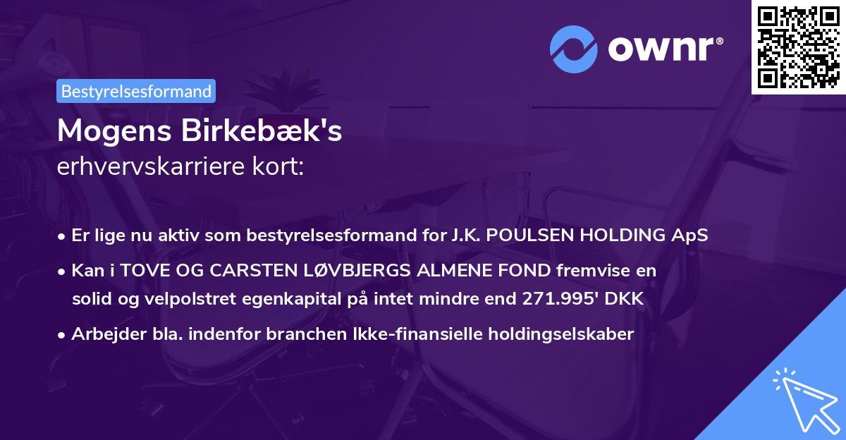 Mogens Birkebæk's erhvervskarriere kort