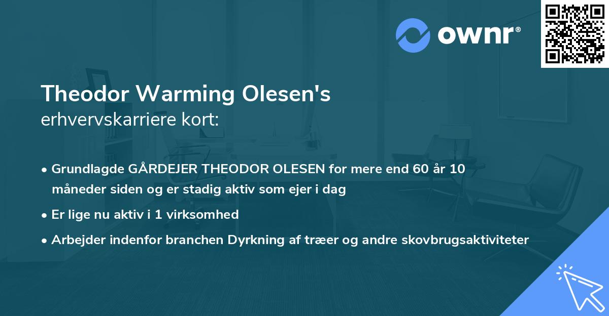 Theodor Warming Olesen's erhvervskarriere kort