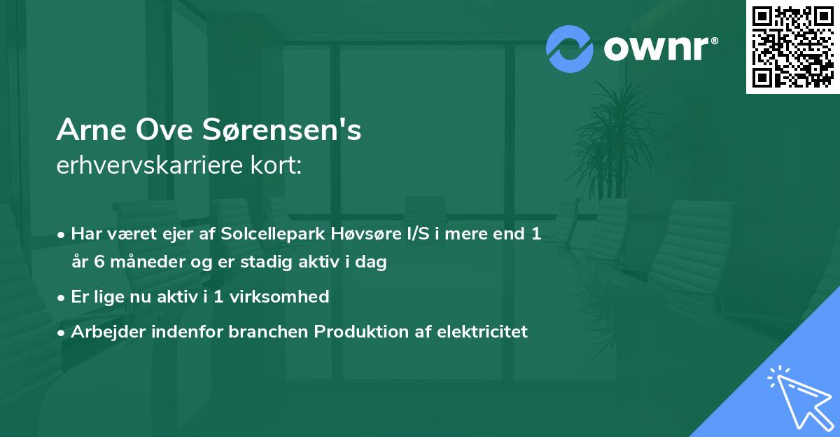 Arne Ove Sørensen's erhvervskarriere kort