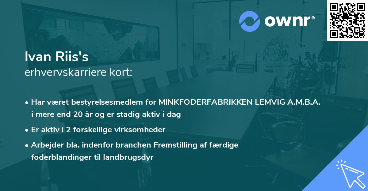 Ivan Riis's erhvervskarriere kort