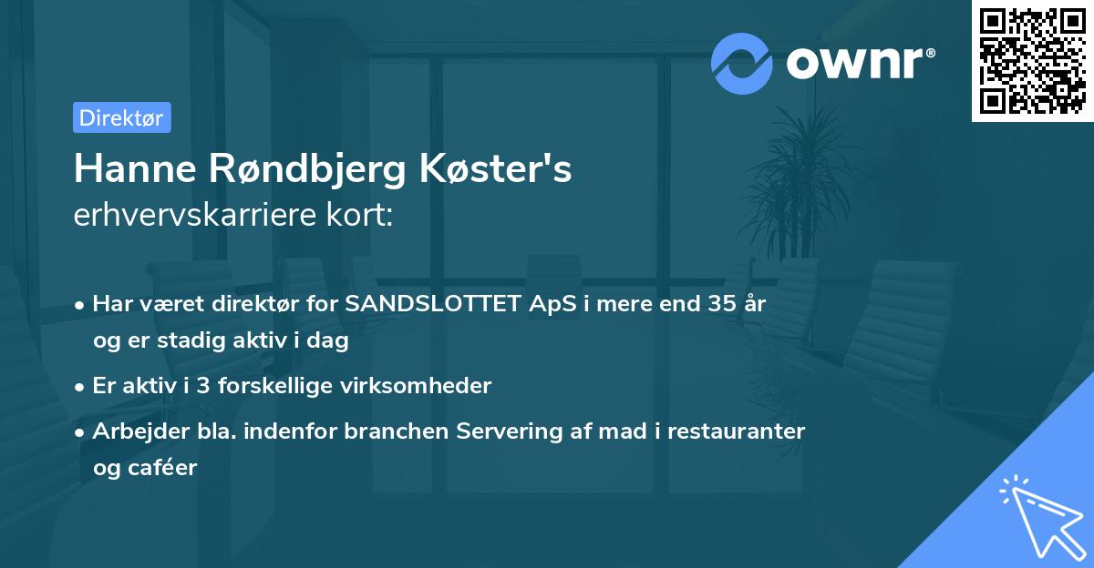 Hanne Røndbjerg Køster's erhvervskarriere kort