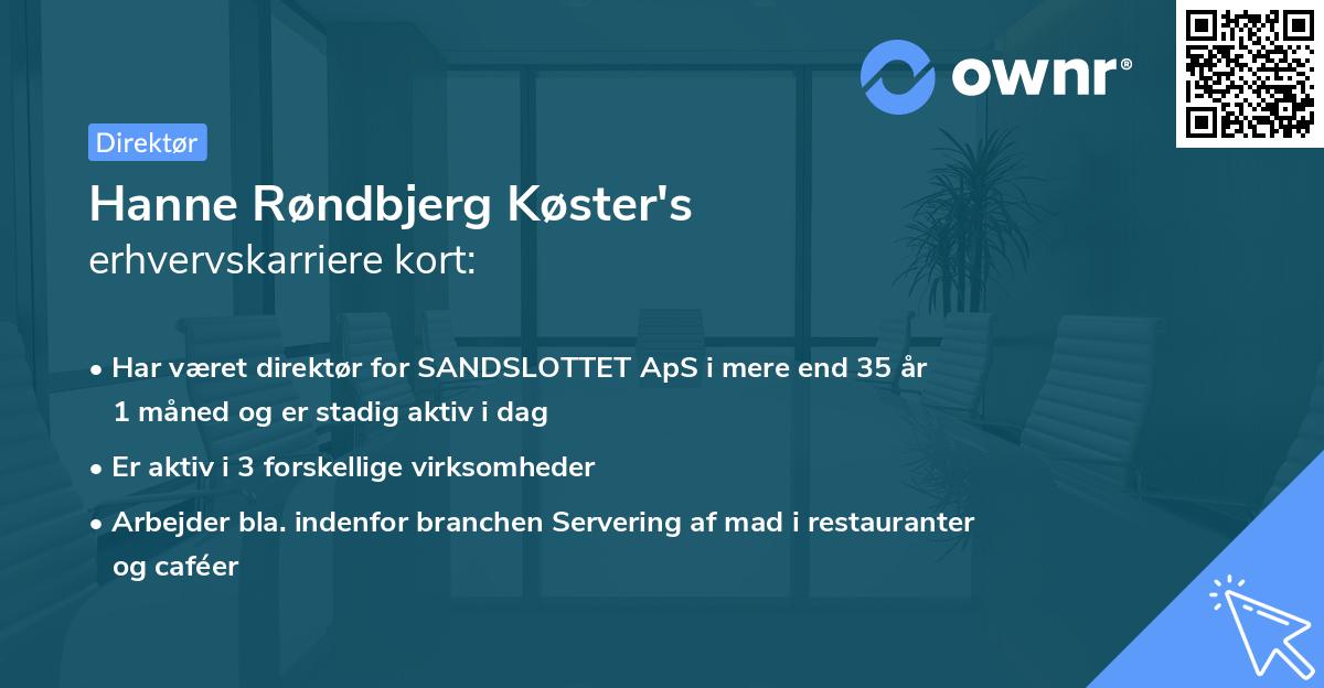 Hanne Røndbjerg Køster's erhvervskarriere kort