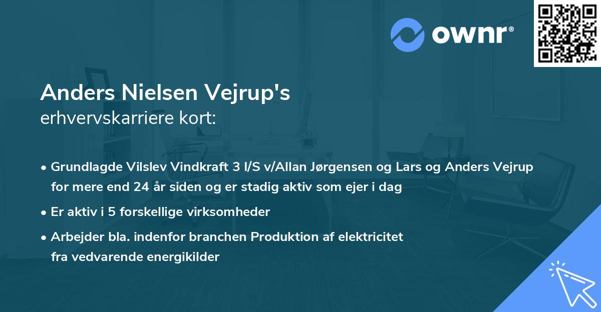 Anders Nielsen Vejrup's erhvervskarriere kort