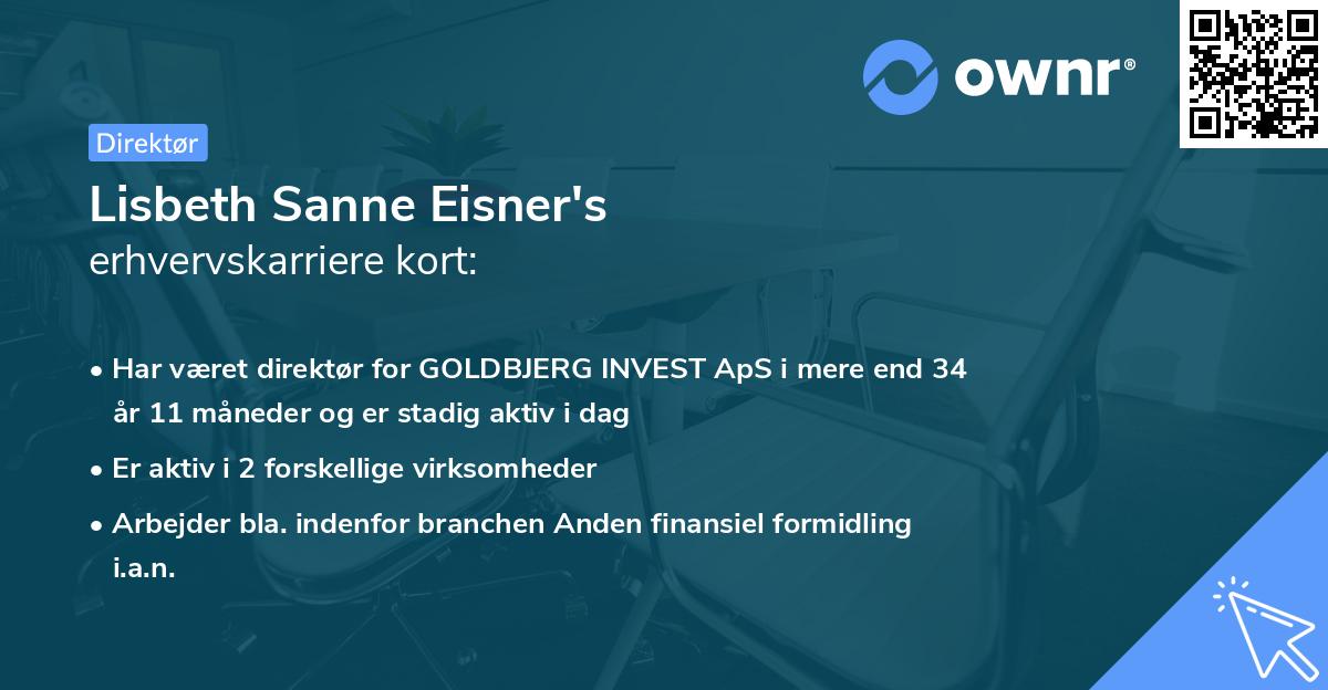 Lisbeth Sanne Eisner's erhvervskarriere kort