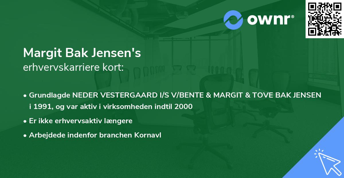 Margit Bak Jensen's erhvervskarriere kort