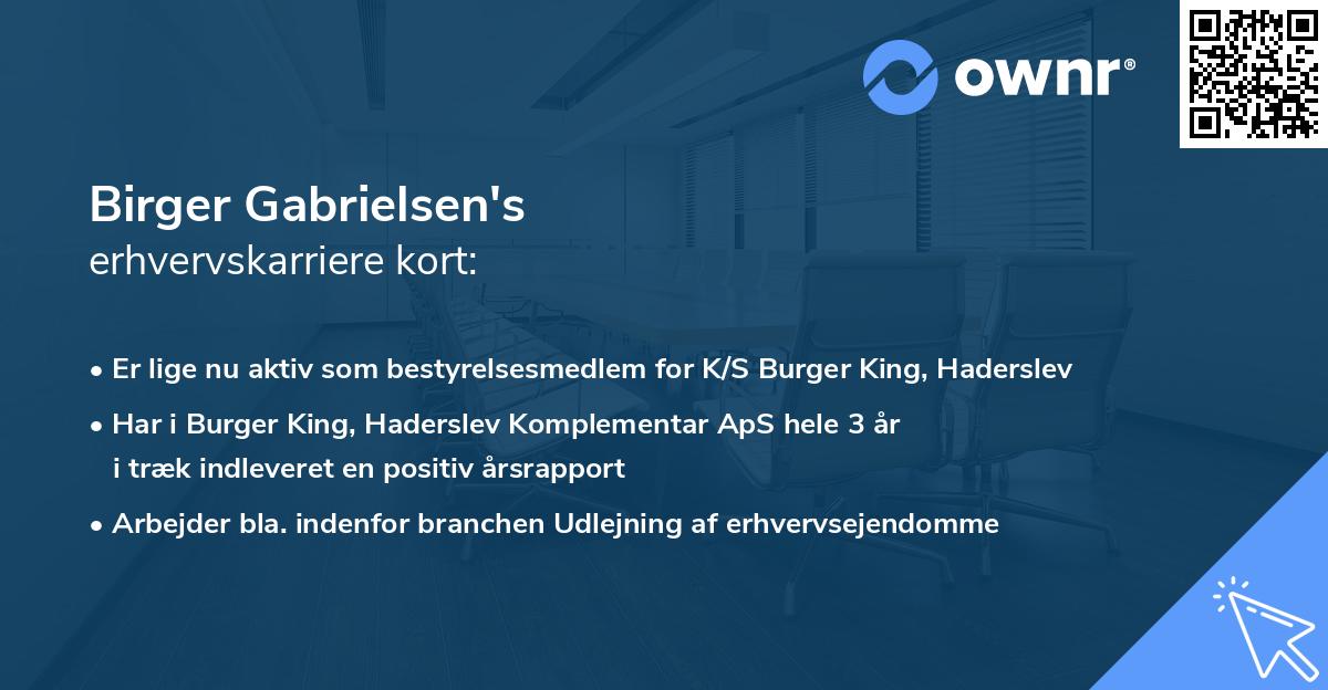 Birger Gabrielsen's erhvervskarriere kort