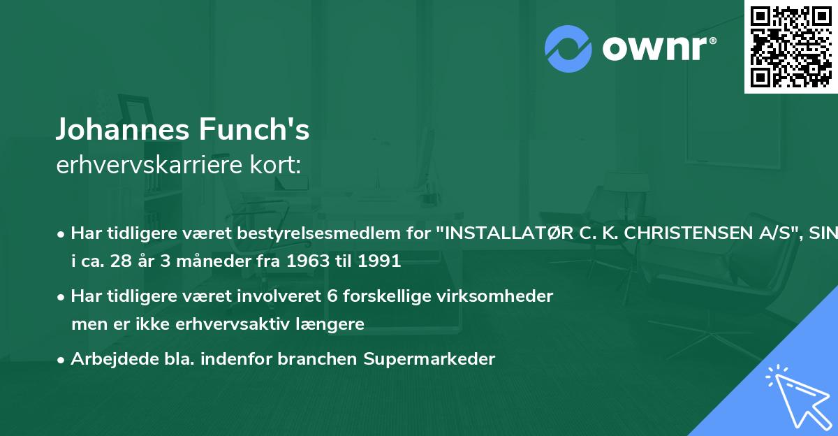 Johannes Funch's erhvervskarriere kort