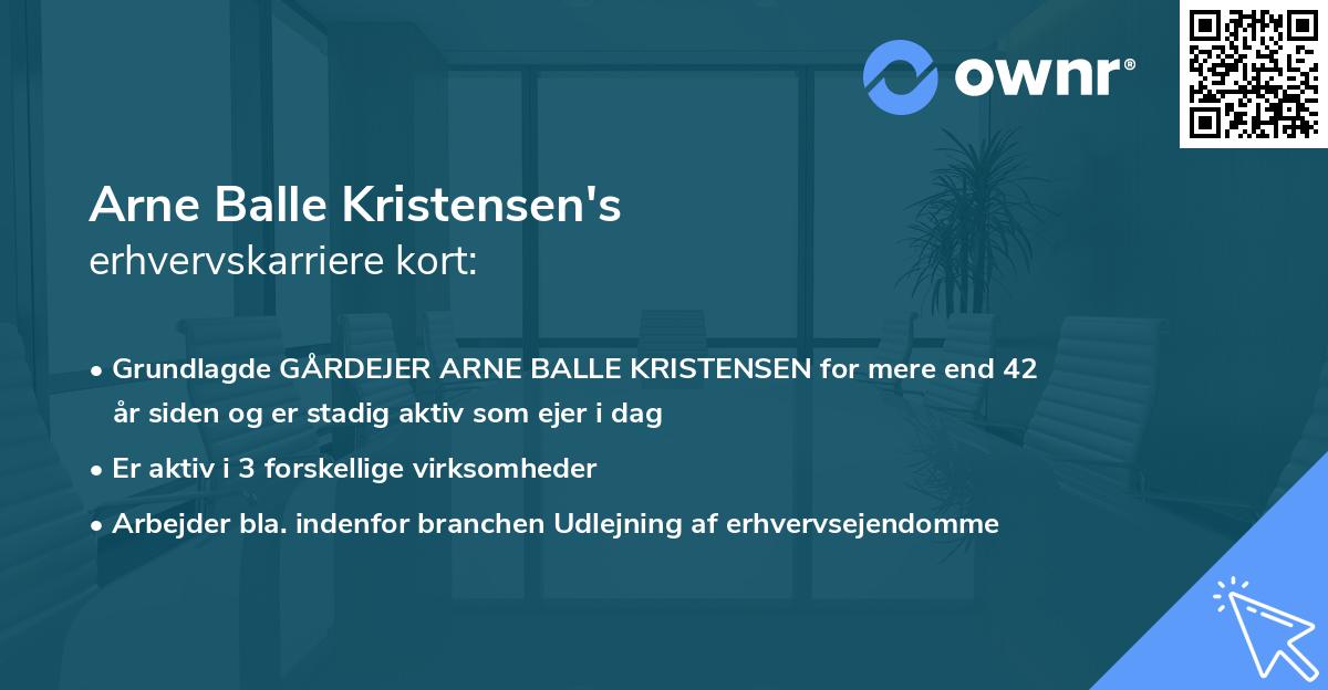 Arne Balle Kristensen's erhvervskarriere kort