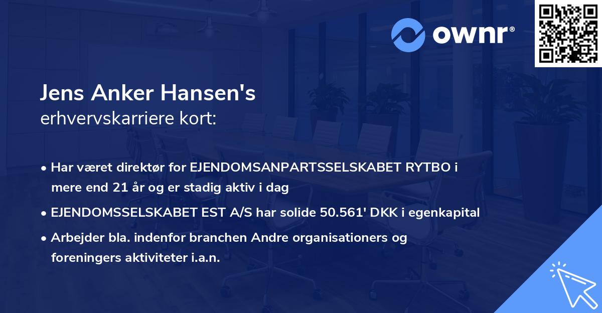 Jens Anker Hansen's erhvervskarriere kort