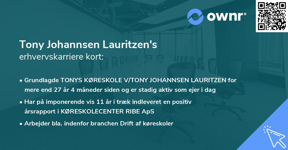 Tony Johannsen Lauritzen's erhvervskarriere kort