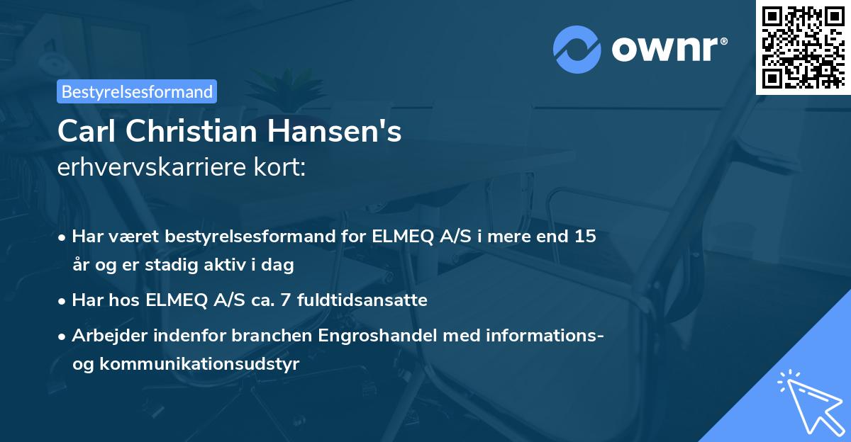 Carl Christian Hansen's erhvervskarriere kort