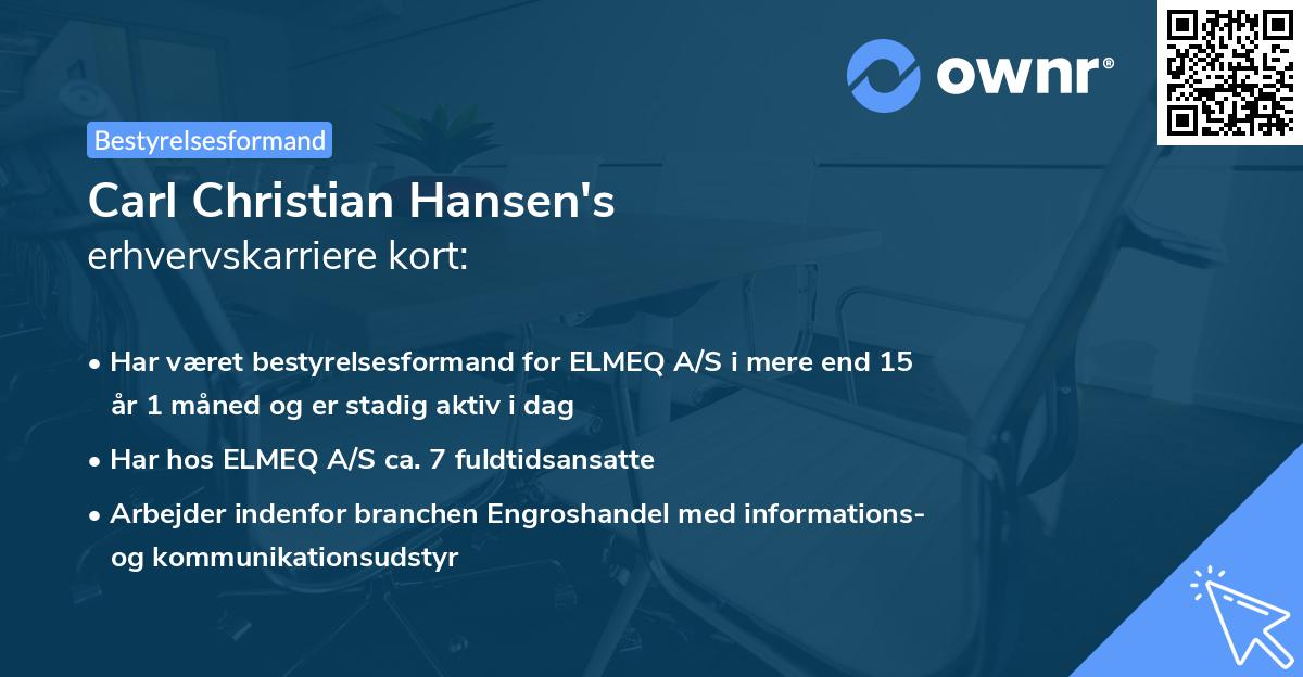 Carl Christian Hansen's erhvervskarriere kort