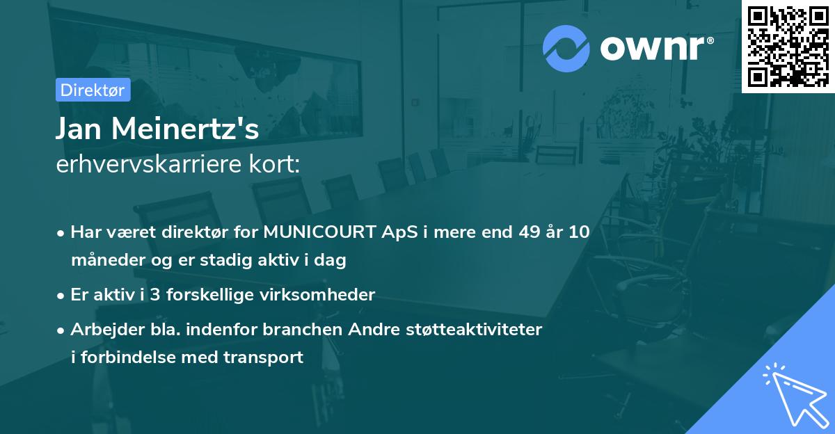 Jan Meinertz's erhvervskarriere kort