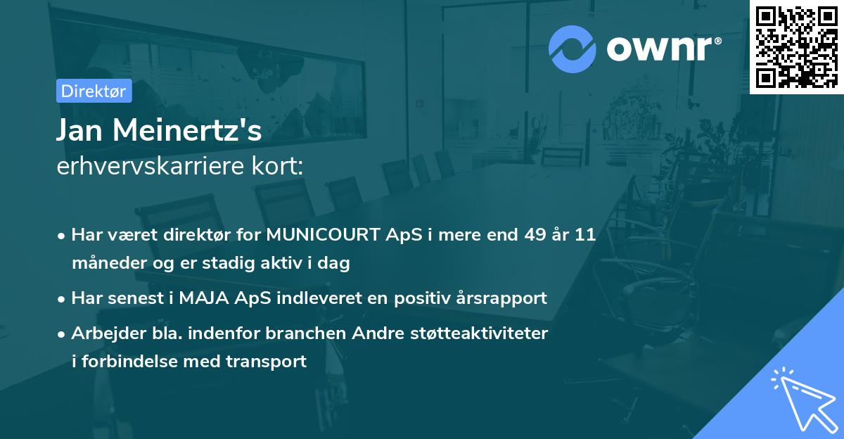 Jan Meinertz's erhvervskarriere kort