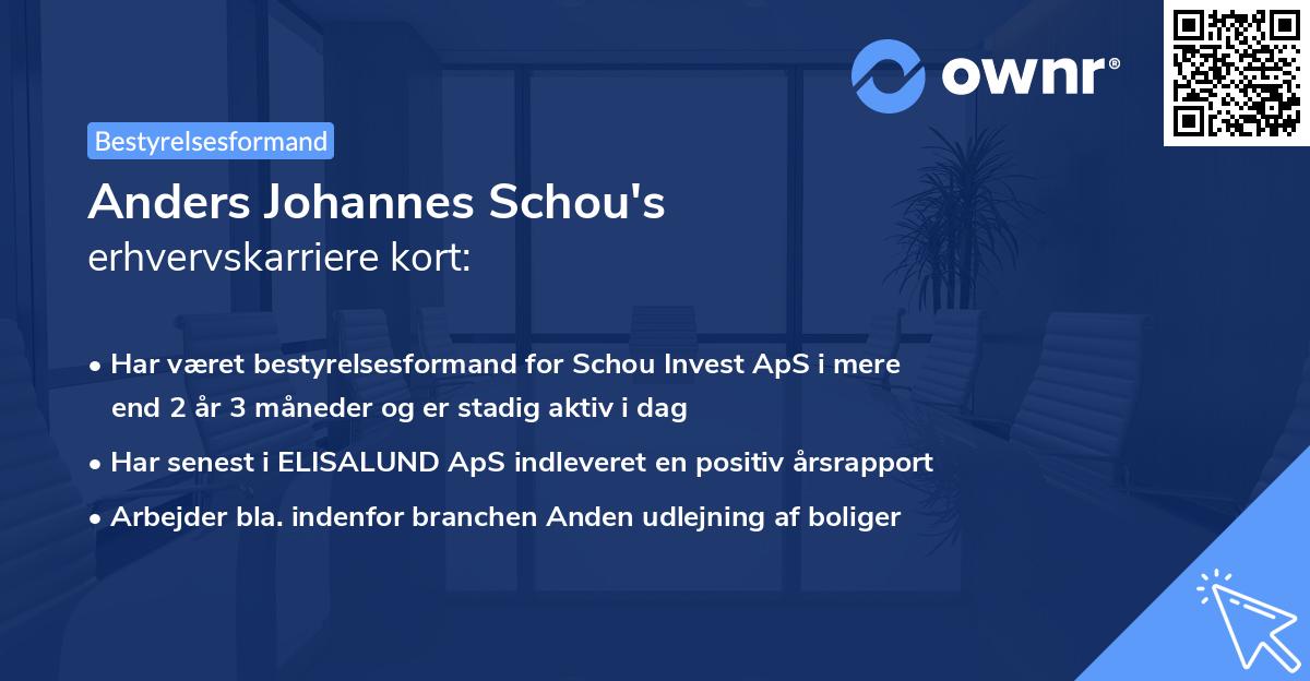 Anders Johannes Schou's erhvervskarriere kort