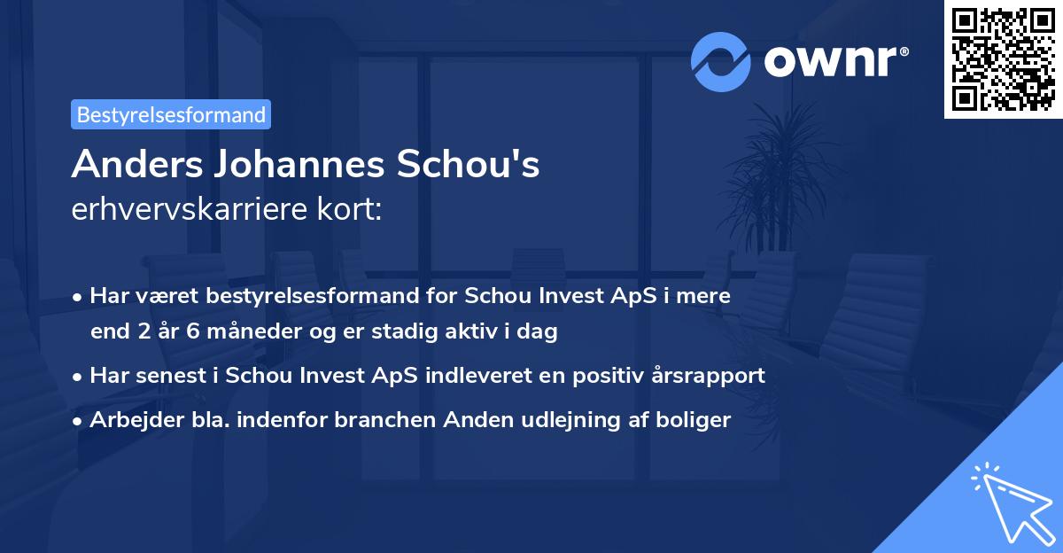 Anders Johannes Schou's erhvervskarriere kort