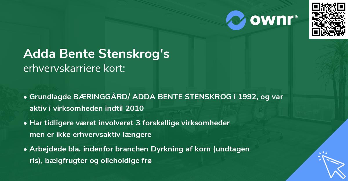 Adda Bente Stenskrog's erhvervskarriere kort