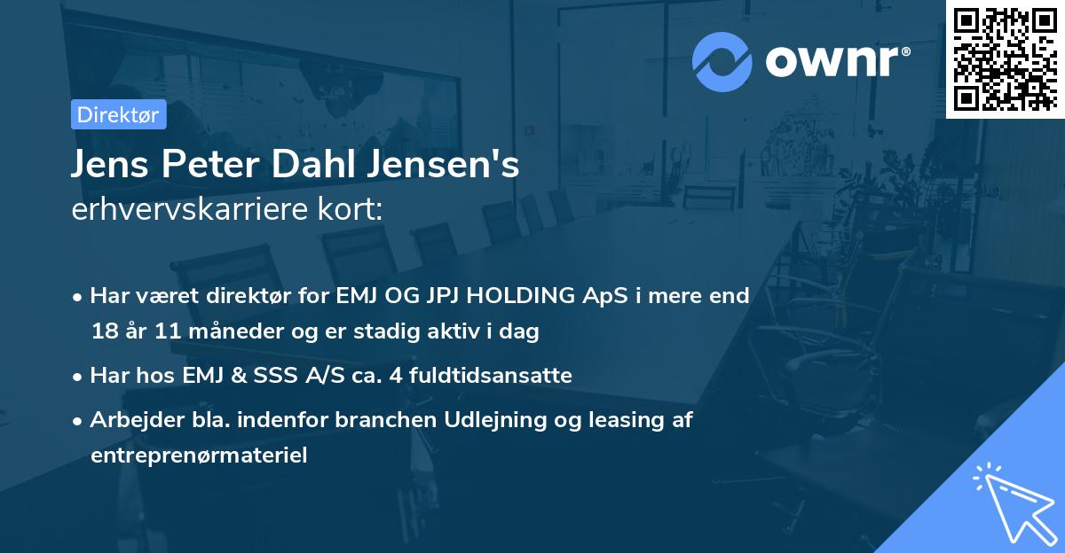Jens Peter Dahl Jensen's erhvervskarriere kort