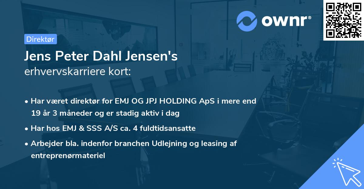Jens Peter Dahl Jensen's erhvervskarriere kort