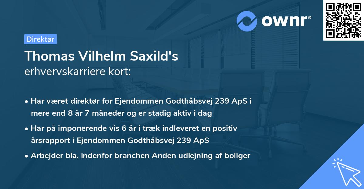 Thomas Vilhelm Saxild's erhvervskarriere kort
