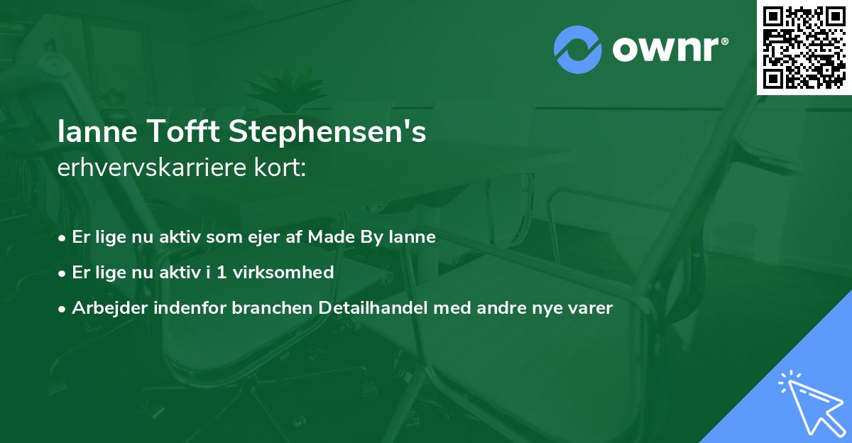 Ianne Tofft Stephensen's erhvervskarriere kort